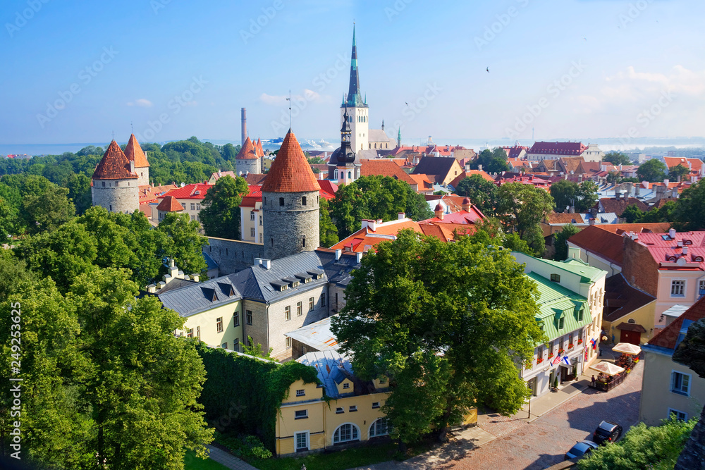Tallinn. Estonia. Top view of the city. The miniature Old town, well-preserved ancient walls and towers, the proximity of the sea – all this makes the capital of Estonia very attractive for travelers. Tallinn. Estonia. Top view of the city. The miniature Old town, well-preserved ancient walls and towers, the proximity of the sea – all this makes the capital of Estonia very attractive for travelers.
