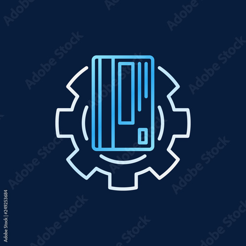 Credit Card in Cog vector outline colored icon. Credit card setting concept linear sign on dark background