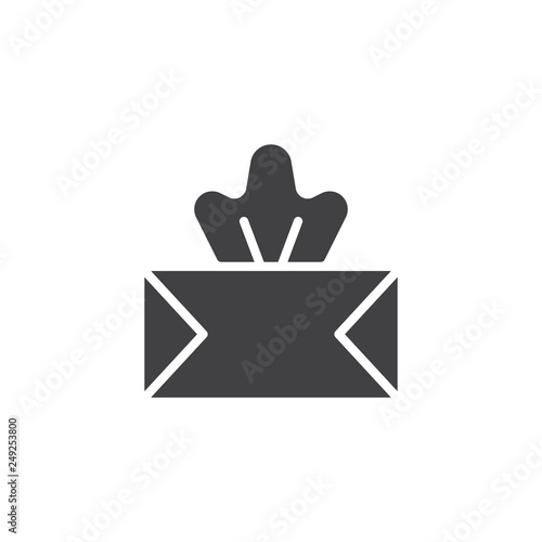 Tissue box with tissue paper vector icon. filled flat sign for mobile concept and web design. Tissue Wet Wipes Handkerchief Box simple glyph icon. Symbol, logo illustration. Pixel perfect vector