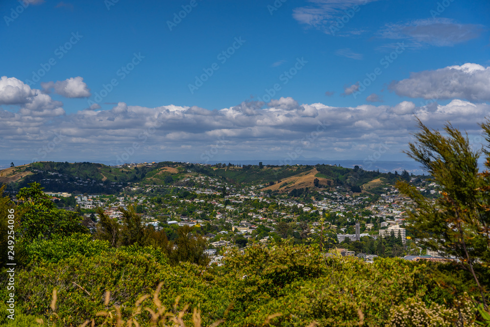 nelson from above of the centre of New Zealand, nelson city landscape with natural sky in the background
