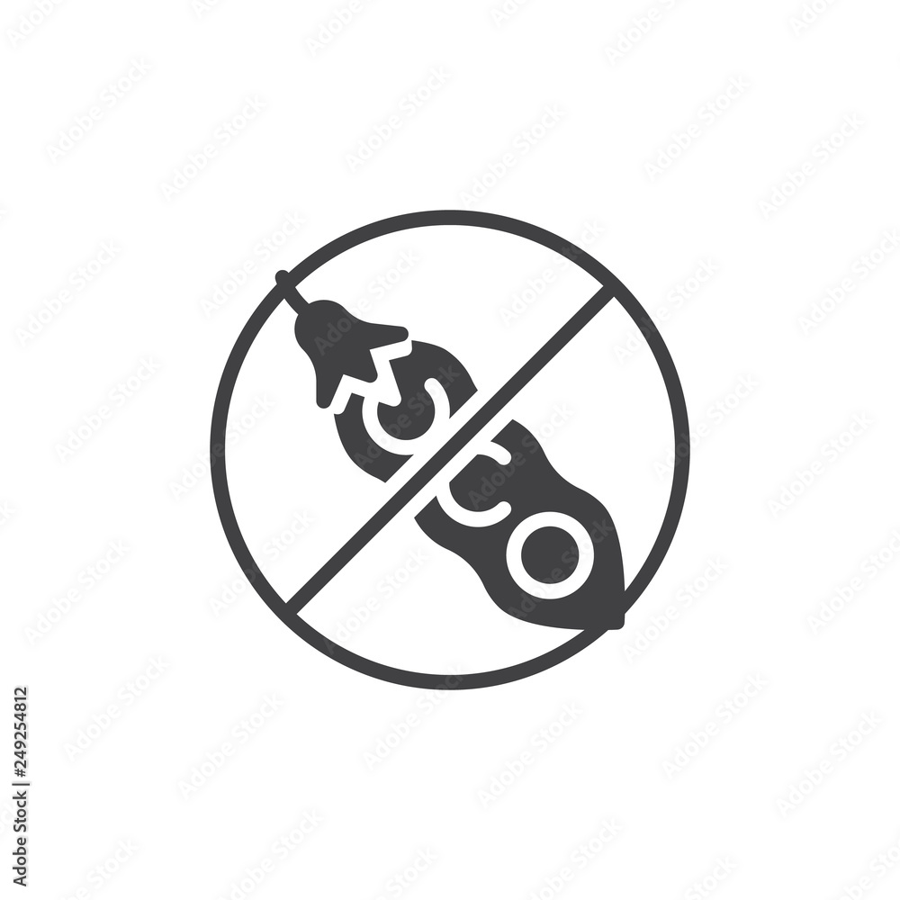 Soy free, prohibition sign vector icon. filled flat sign for mobile concept and web design. Soy free food simple glyph icon. Symbol, logo illustration. Pixel perfect vector graphics Soy free, prohibition sign vector icon. filled flat sign for mobile concept and web design. Soy free food simple glyph icon. Symbol, logo illustration. Pixel perfect vector graphics