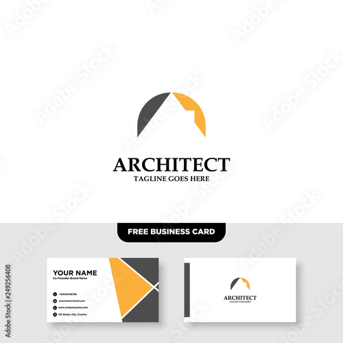 Architecture Company, construction, architect, vector logo template - Vector, Free Business Card