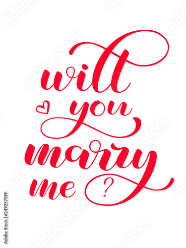 Will you marry me lettering. Vector illustration