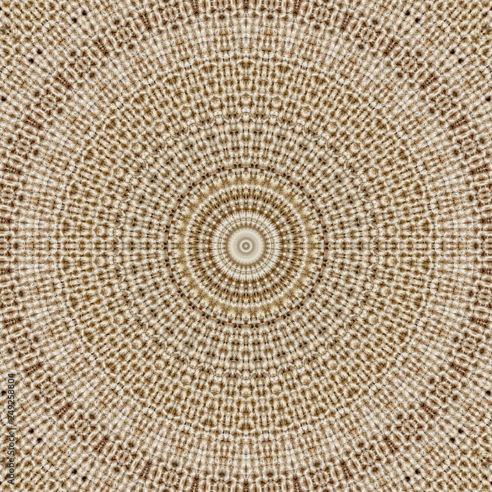 Fototapeta premium pattern symmetry textile kaleidoscope background. burlap.