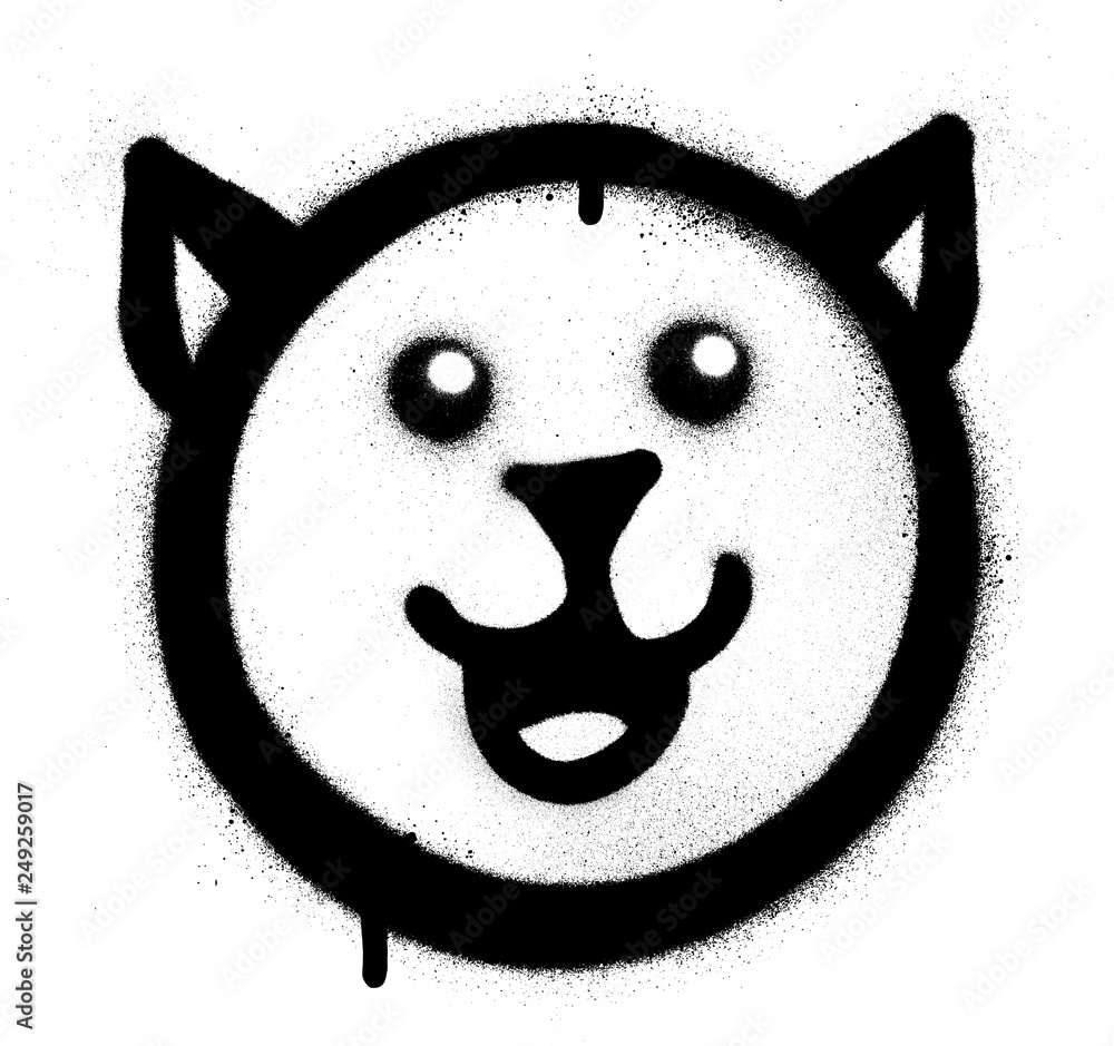 Obraz premium graffiti happy cat sprayed in black over white
