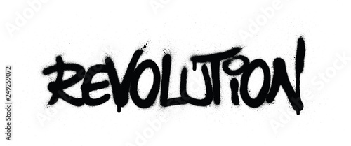 graffiti revolution word sprayed in black over white