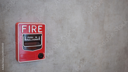 Emergency of Fire alarm system notifier or alert or bell warning equipment use when on fire (Manual Pull Station). photo