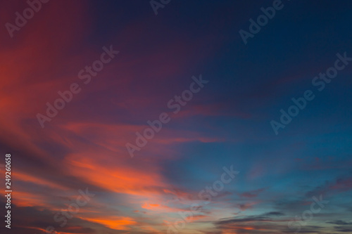 Sunset sky with clouds and bright sky background. © nonchanon