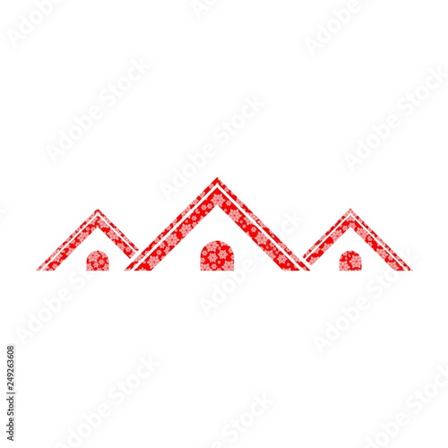 Flower roof icon, Red Roof icon