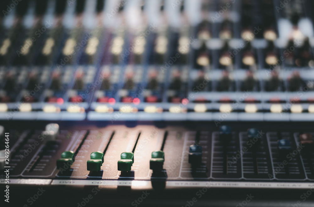 Audio sound mixer with buttons and sliders Audio sound mixer with buttons and sliders