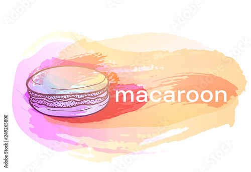 Imitation of watercolor macaroon in doodle style.