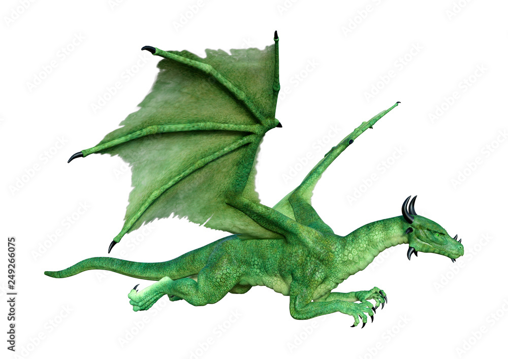 Naklejka premium 3D Rendering Fairy Tale Dragon on White