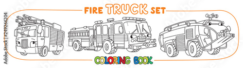Fire truck or fire engine coloring book set