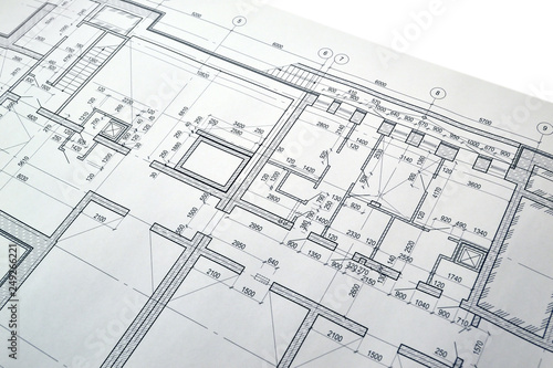 Photo of the drawing plan of the projected building
