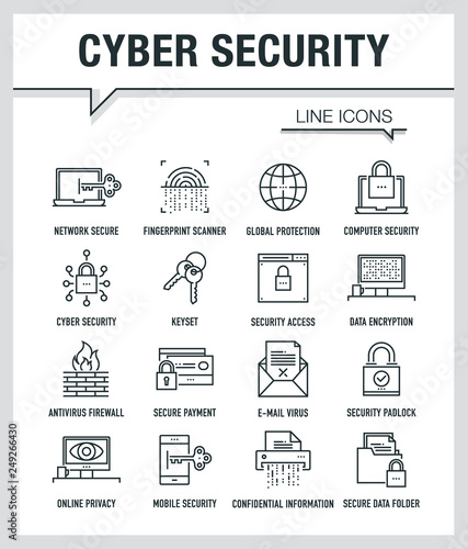 CYBER SECURITY LINE ICONS