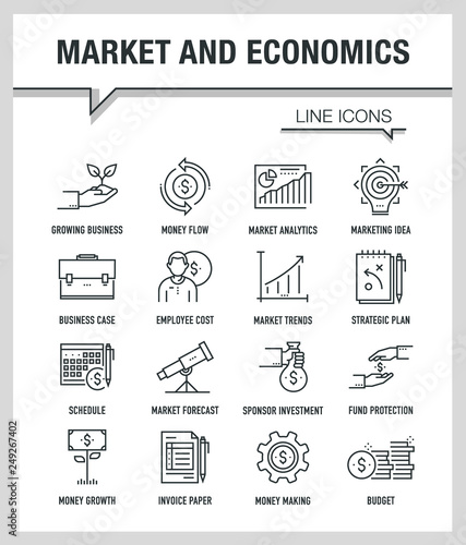 MARKET AND ECONOMICS LINE ICONS