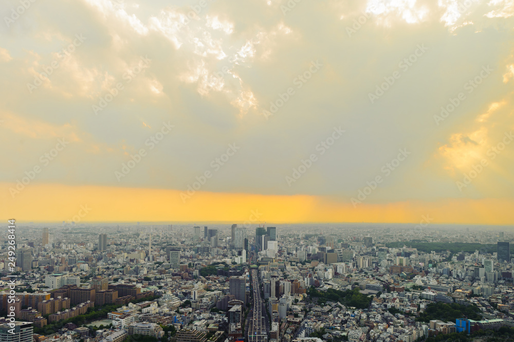 cityscapes at sunset time. Tokyo, japan.