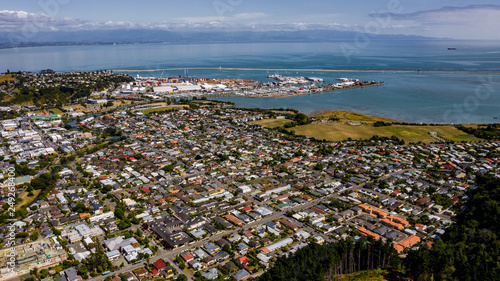Aerial view from the Center of New Zealand, Nelson, aerial photography of Nelson, drone image New Zealand, centre of New Zealand in nelson