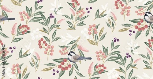  Vector illustration of a seamless floral pattern in spring for Wedding, anniversary, birthday and party. Design for banner, poster, card, invitation and scrapbook 
