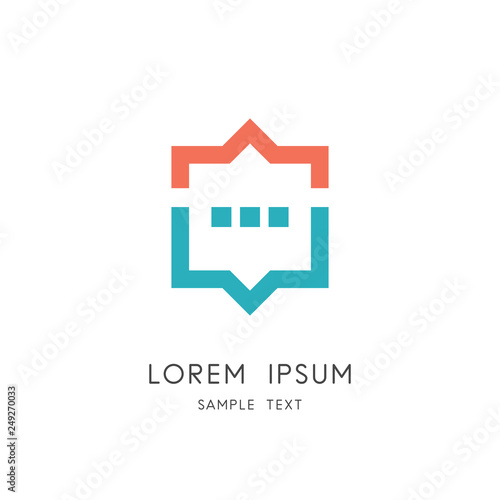 Discussion outline logo - colored chat or message symbol. Dialogue, conversation and communication vector icon.