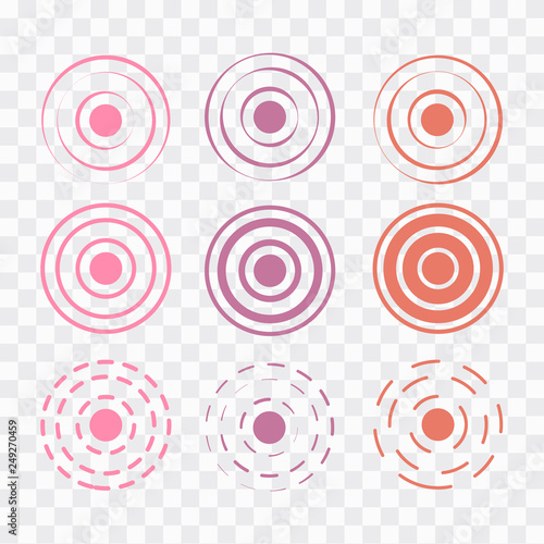 Pain red rings to mark. icon pain. Aim health icon pain