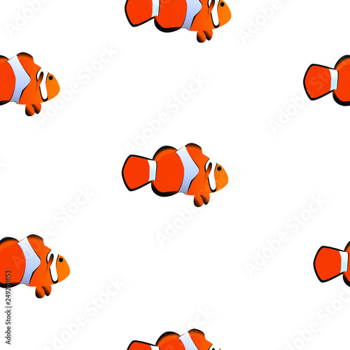 vector seamless fish clowns background on white
