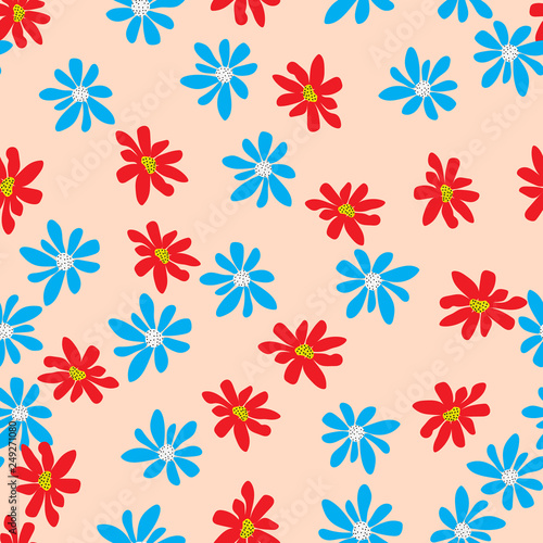 Seamless pattern with color flowers © foxyliam
