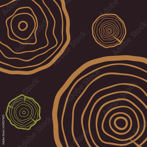 Pattern with tree rings. Circle tree background