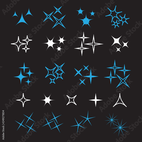 Sparkle lights stars set. Glowing light effect star.