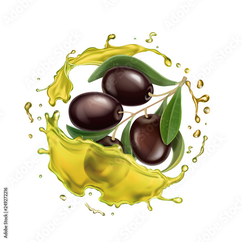Olive oil splashing isolated Vector