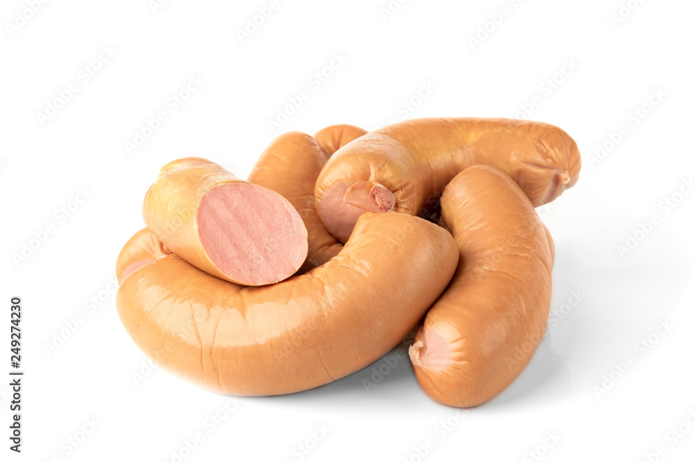 Frankfurter sausage isolated on white background. Frankfurter sausage isolated on white background.