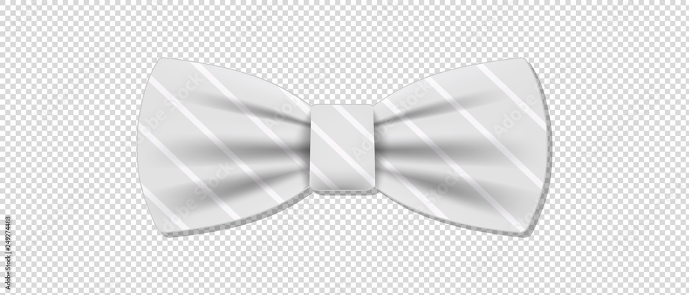 Realistic Bow Tie - White Vector Illustration - Isolated On Transparent ...