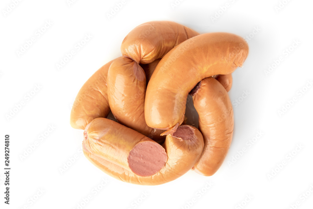Frankfurter sausage isolated on white background. Frankfurter sausage isolated on white background.