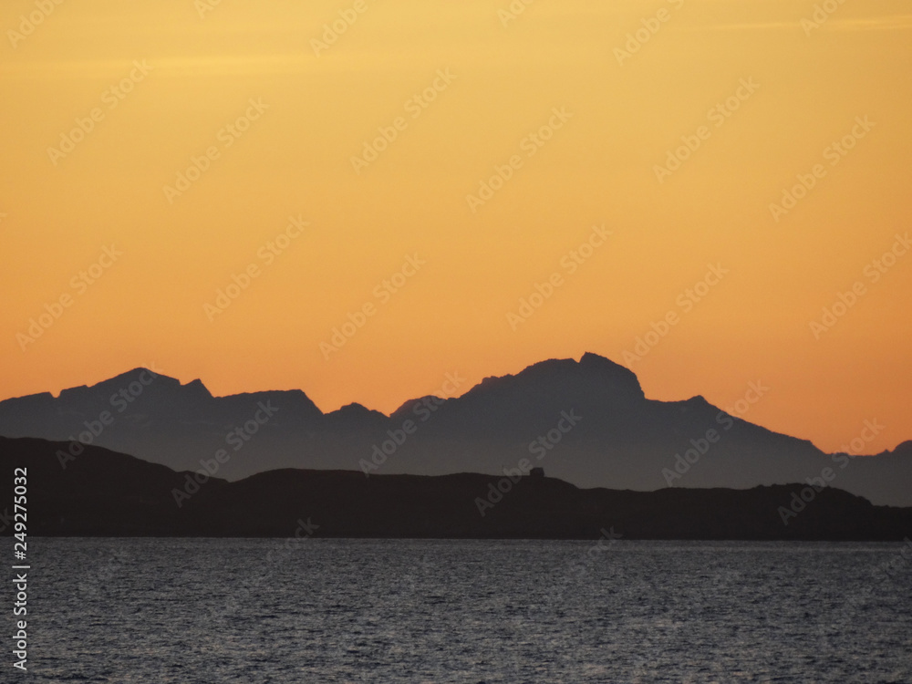 Norway; sunset along the coast i
