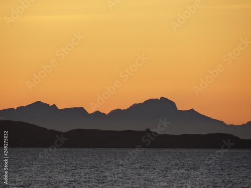 Norway; sunset along the coast i