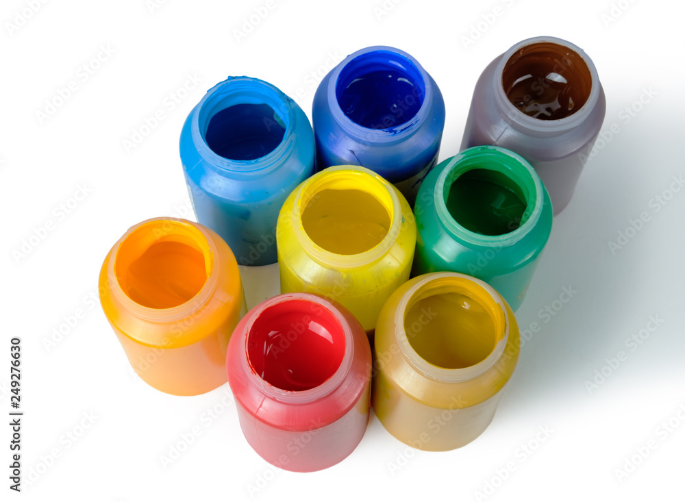 Acrylic paints in the plastic containers Acrylic paints in the plastic containers