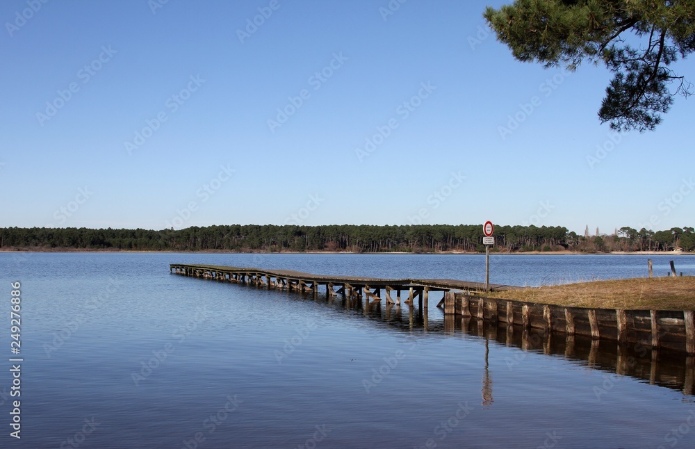 Naklejka premium le lac de Cazaux et Sanguinet sur la côte atlantique