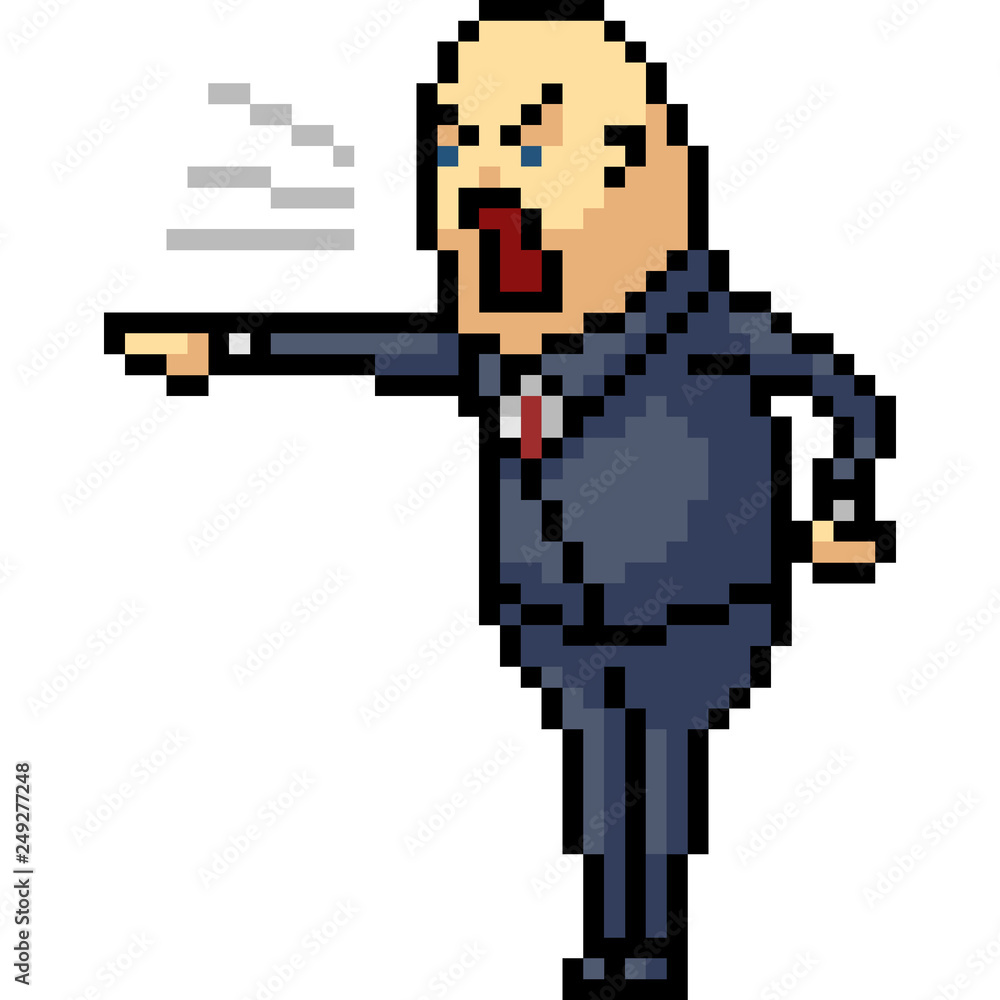 vector pixel art boss yell vector pixel art boss yell