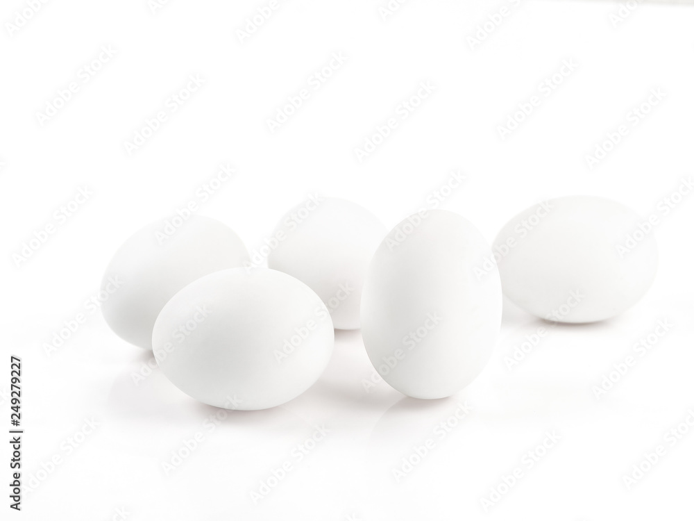 Duck eggs on a white background, white eggs Duck eggs on a white background, white eggs