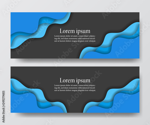 fluid liquid modern header banner template with paper craft cut style