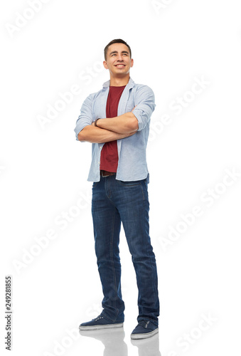 people concept - smiling young man over white background