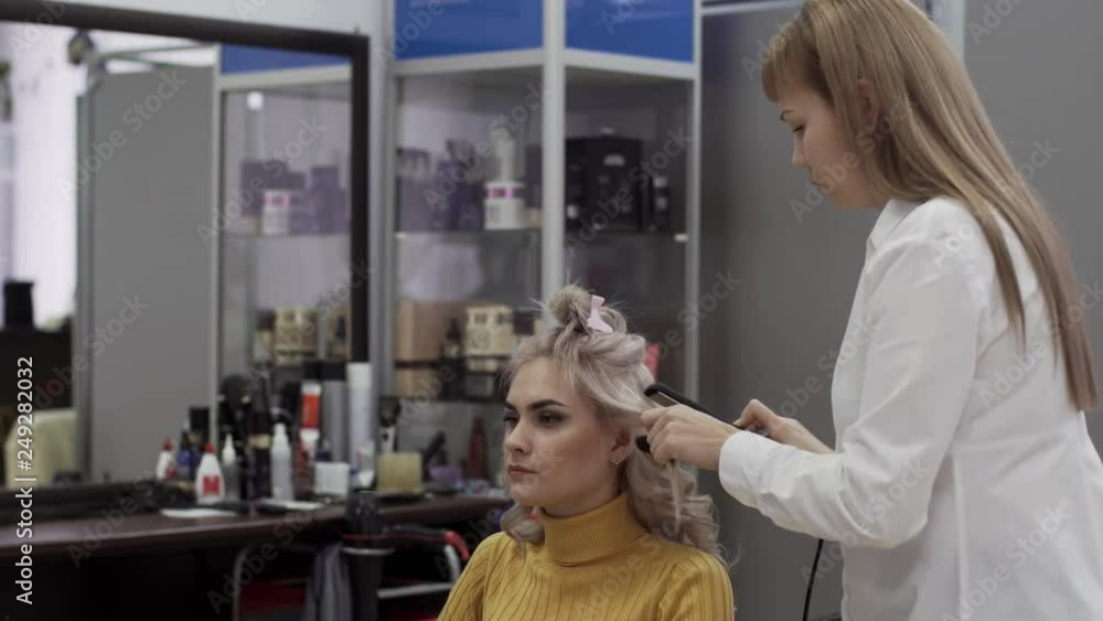 Beauty Salon Client Communicates With Her Hairdresser Beauty Salon Client Communicates With Her Hairdresser