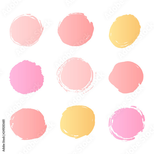 Abstract circles background pastel pink and gold colors