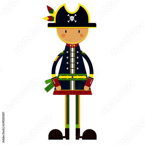 Cute Cartoon Pirate Captain Character