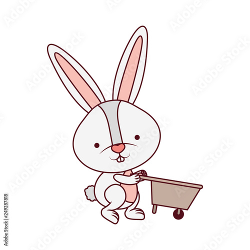 bunny with wheelbarrow isolated icon