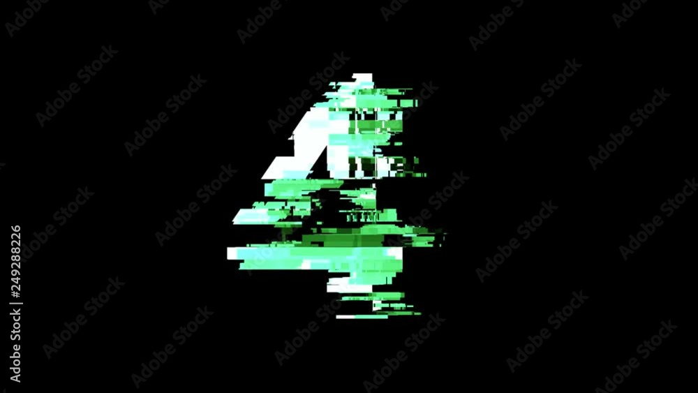 Distored Number Abstract Number 4, four, distorted glitch futuristic digital look - 4K animation ...