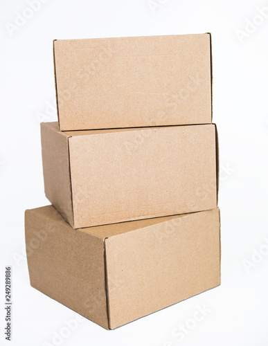 open cardboard box isolated on white background photo