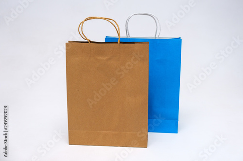 Concept on white background paper bag from shop for shopping.