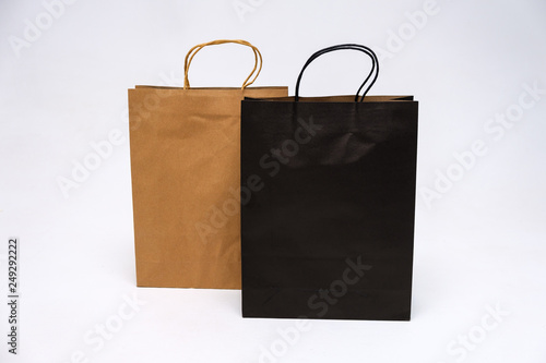 Concept on white background paper bag from shop for shopping.