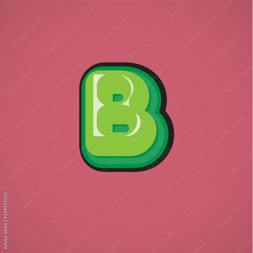 Green comic character from a fontset, vector illustration Green comic character from a fontset, vector illustration
